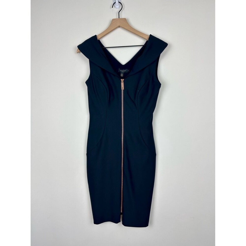 NEW! Ted Baker London Black Zipper Sheath Dress, Ted 3 / US 8